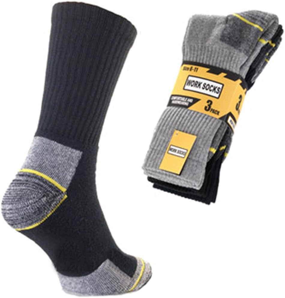 6 Pairs of Mens Black/Navy/Grey Comfortable and Hardwearing Work Socks, Size 6-11