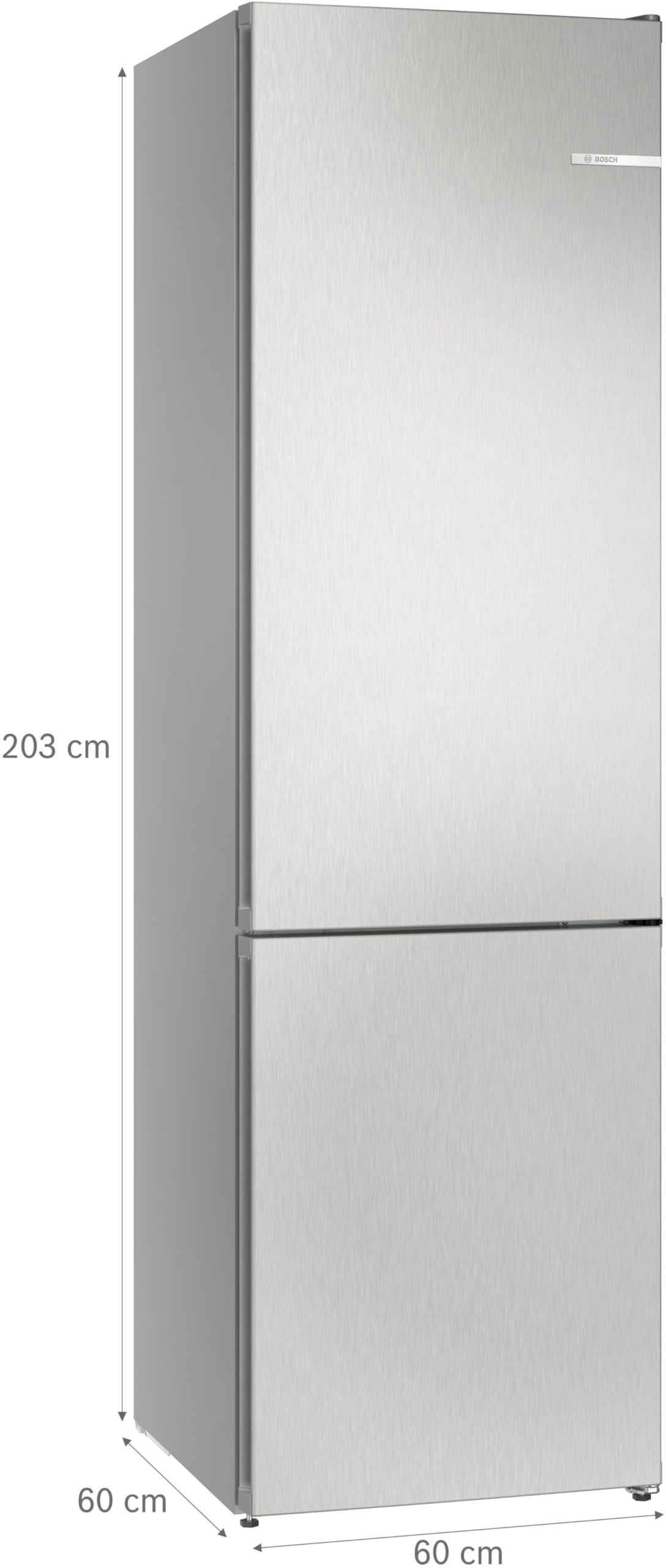 Bosch KGN392LAG Serie 4, Frigorifero combinato da libera installazione, Total No Frost, VitaFresh XXL: Spazio extra-large per i tuoi cibi freschi, PerfectFit, Luce LED, Acciaio, 203 x 60 cm
