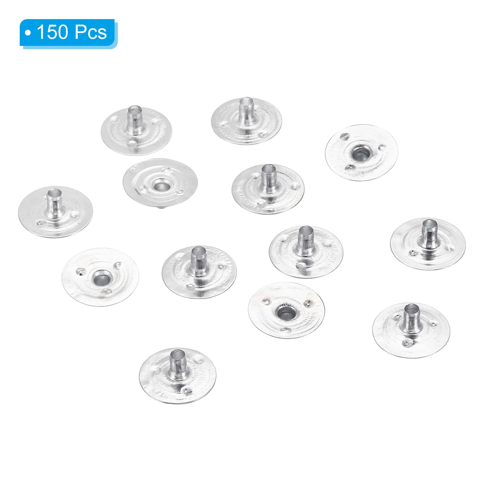 PATIKIL 16mm Metal Candle Wick Sustainer Tabs, 150 Pack Candle Wick Base Stand for Candle Making DIY Silver - Image 3