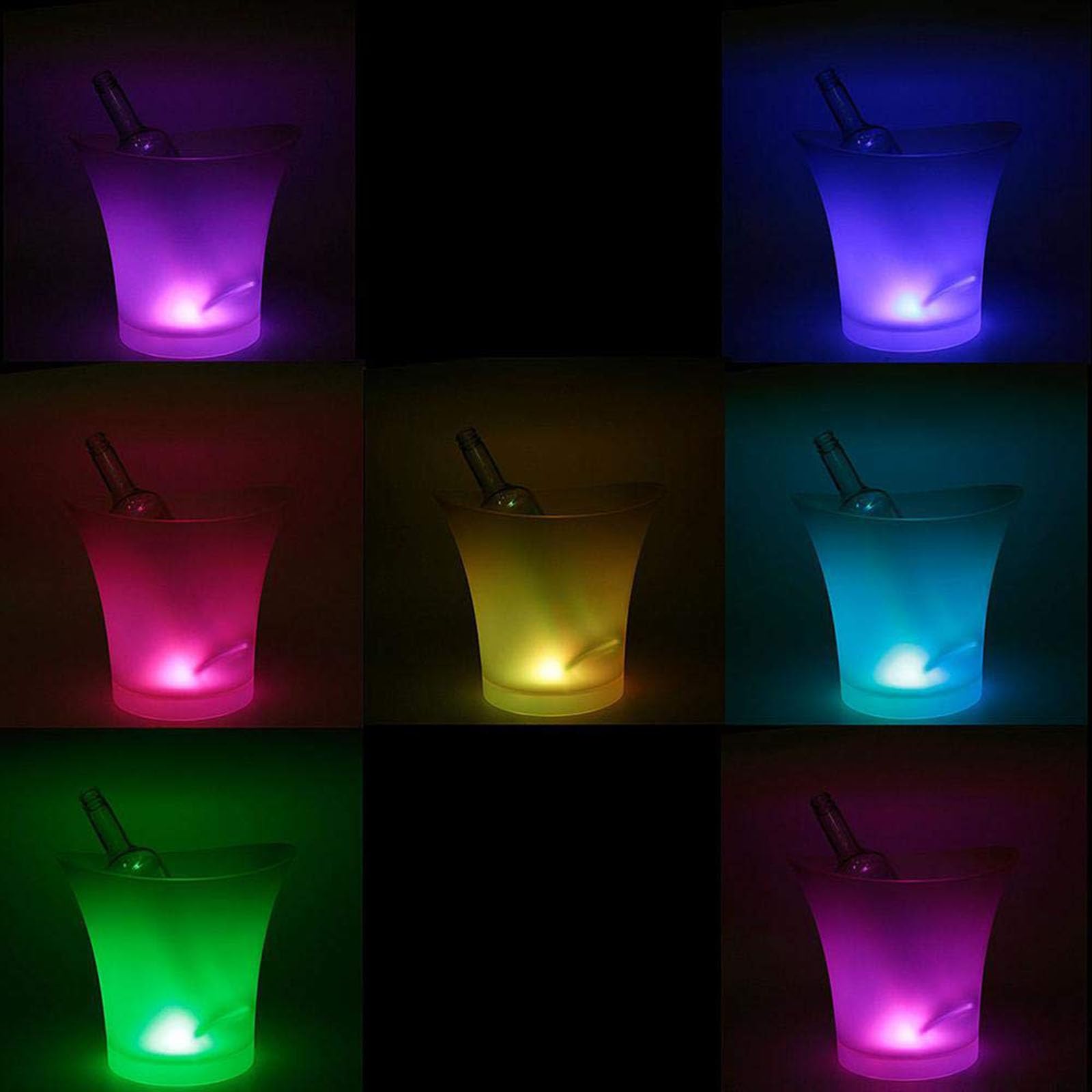 LED Eiskübel, 5L LED Sektkühler mit Multi-Farbwechsel für Party Heim Bar Club Thema, Wasserdichter Getränkebehälter Champagner Wein Bier Getränke Eiskübel - Batteriebetrieben (2 Stück)
