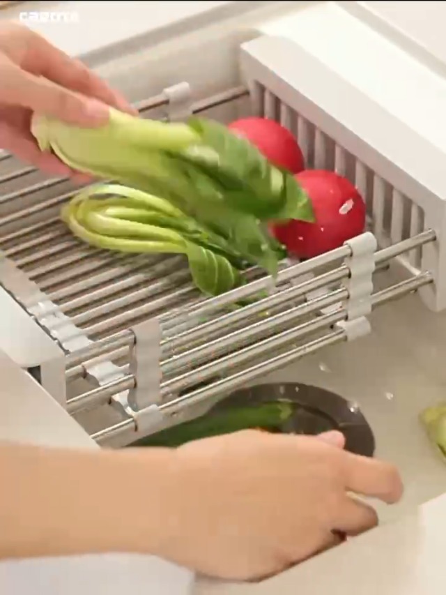 Scolapiatti Telescopico Per Lavello In Acciaio Inossidabile, Regolabile Da 40 A 65 Cm, Organizer Per Tazze E Verdure, Antiscivolo E Resistente, Carico Elevato