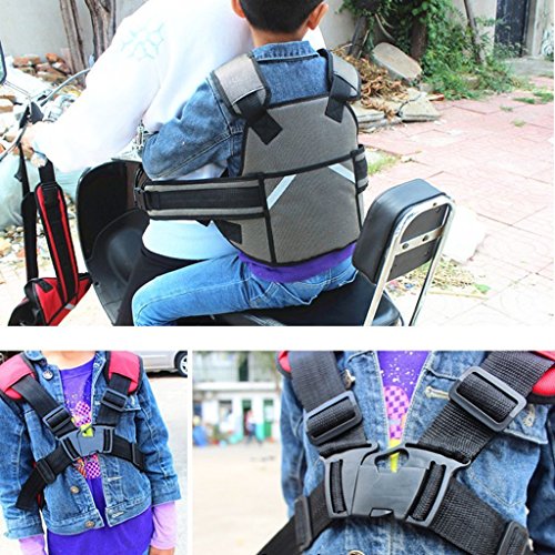 Adjustable Motorcycle Safety Seat Belt Electric Vehicle Safety Harness Strap for Children Safety(Black)