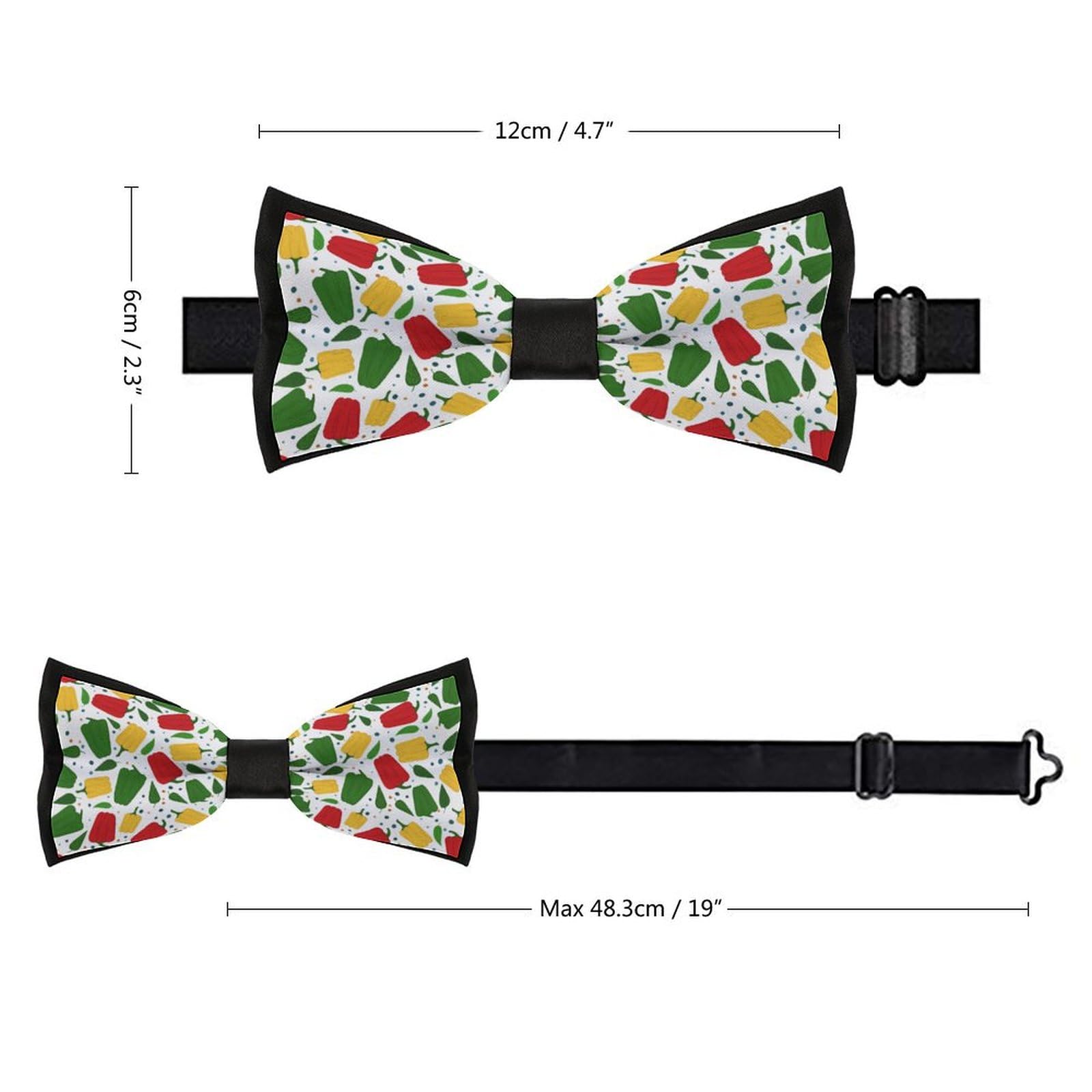 GoasNei Chili And Pepper Pattern Bow Tie for Men Adjustable Necktie Funny Tie Neck Ties for Weddings Party