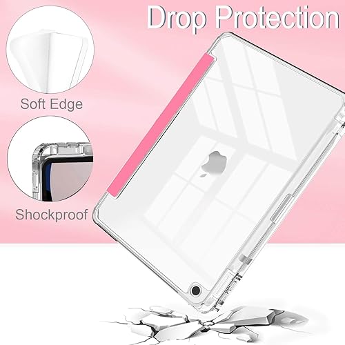 Miniatura 10 de Feams - Funda para iPad de 987 generación de 10.2 pulgadas, funda delgada y tríptica para iPad 10.2, transparente, con soporte para lápiz y apagado