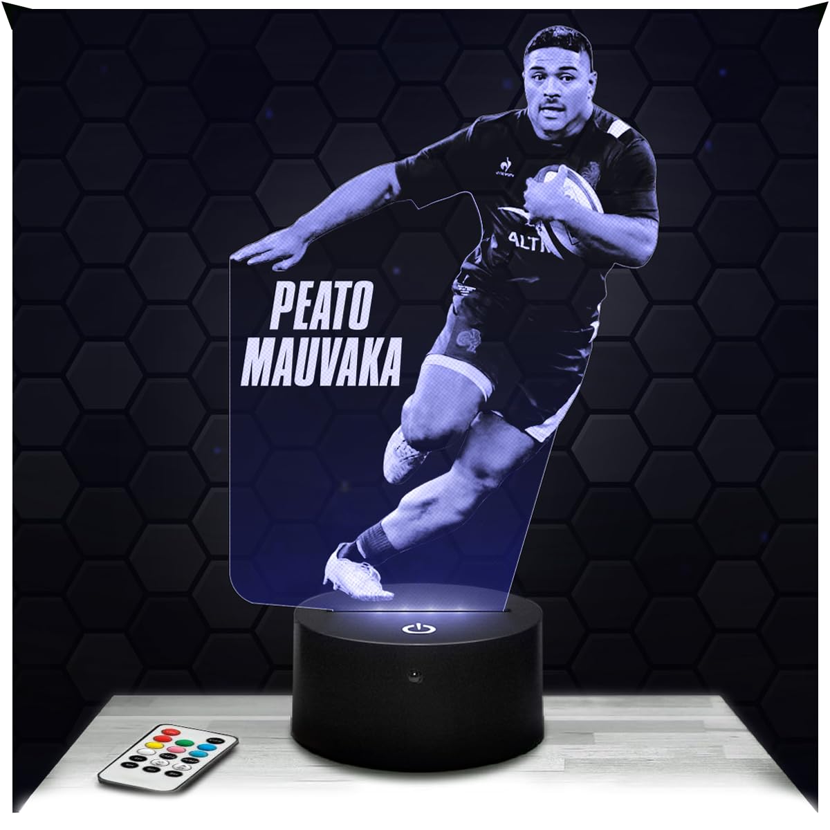 Lampephoto.fr - Peato Mauvaka Rugby 3D Lamp, Decoration France Rugbyman Athlete, Gift Idea for Men Peato Mauvaka Rugby Adult Night Light Room Decor, Original Christmas Gift Idea for Men, Merchandising
