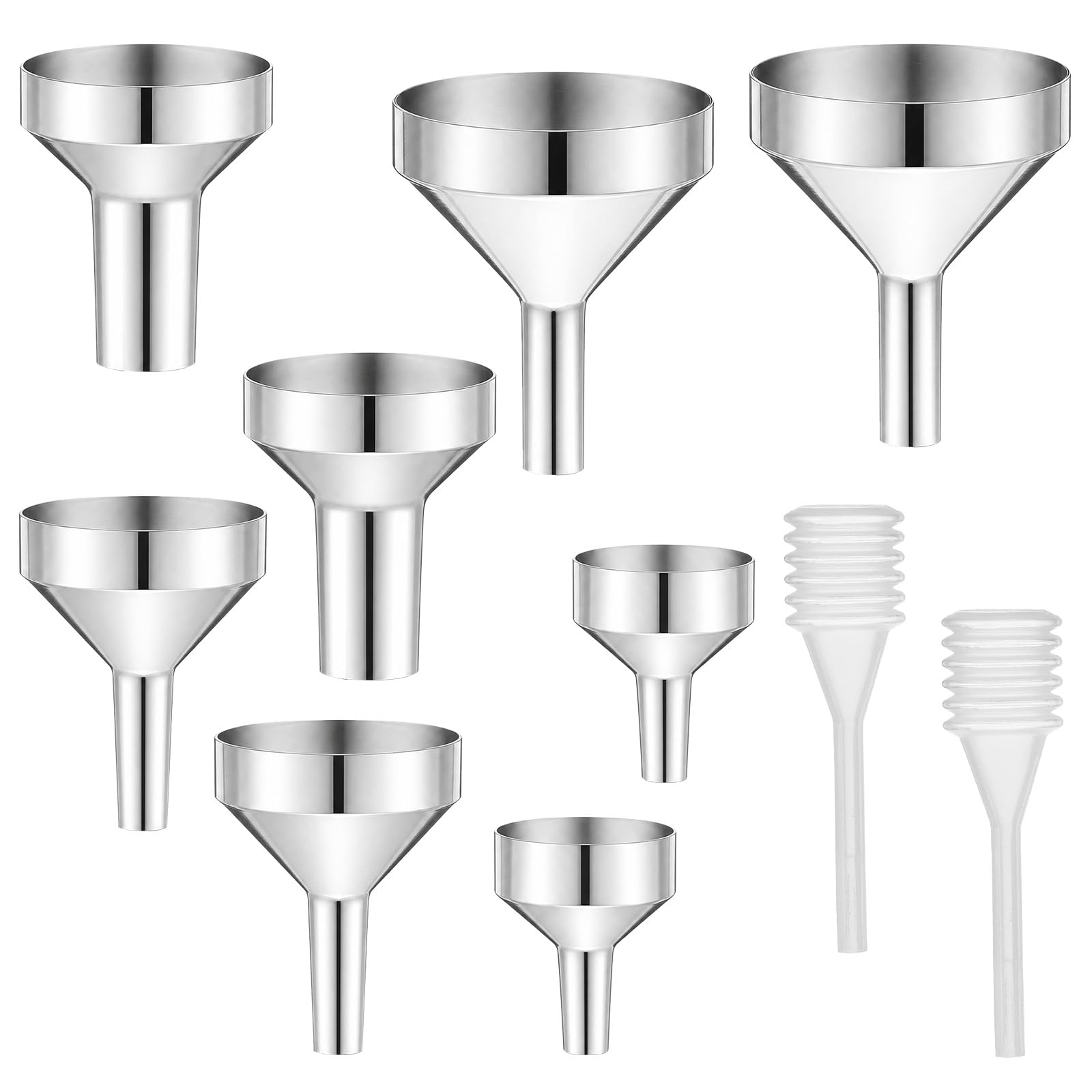 Hadnves 8 Pcs Small Metal Funnels Mini Bottle Miniature Funnel Atomizers