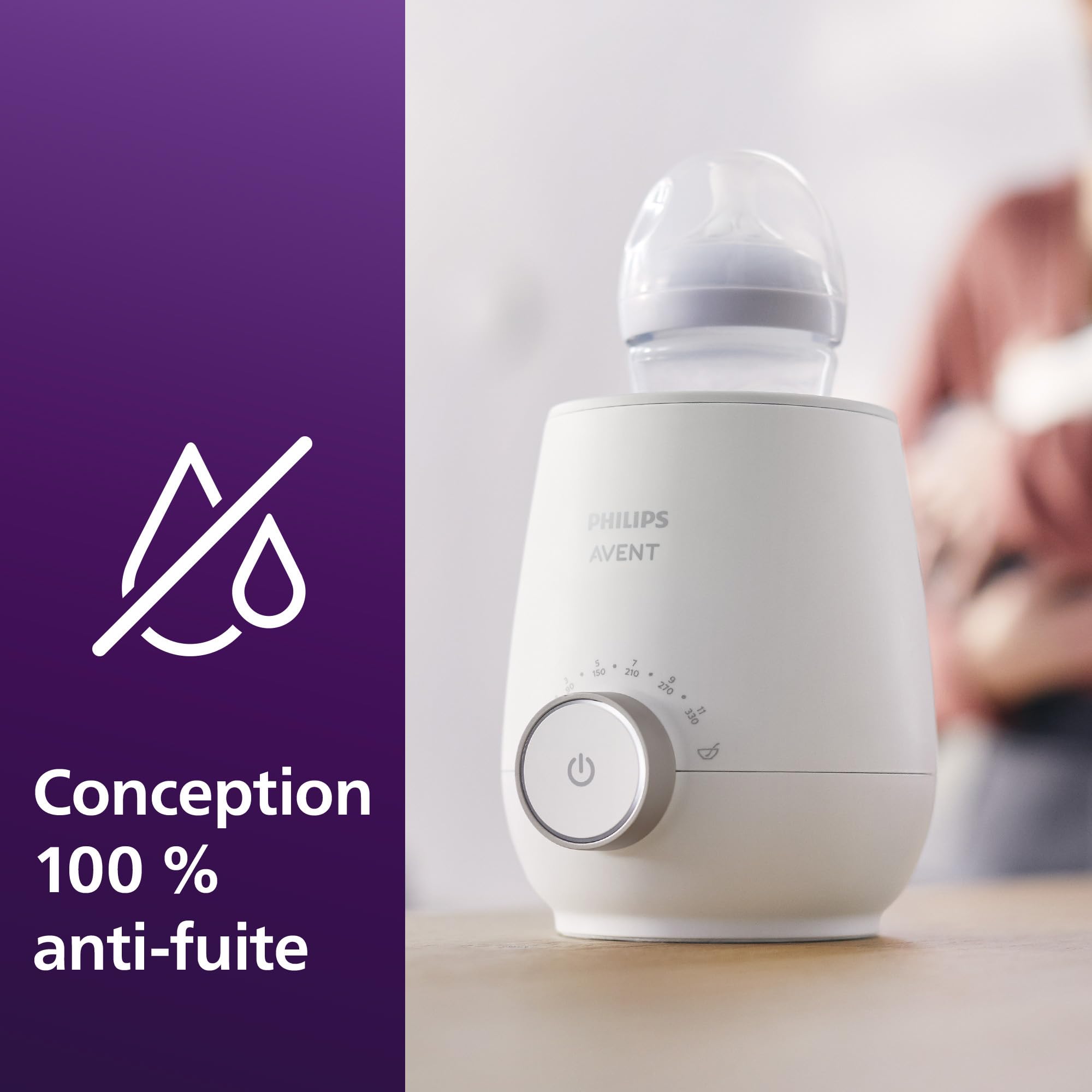 Philips Avent Chauffe-biberon rapide, contrôle intelligent de la température, chaleur uniforme sans point chaud, réchauffage bain-marie qualité hospitalière, arrêt automatique, SCF358/00