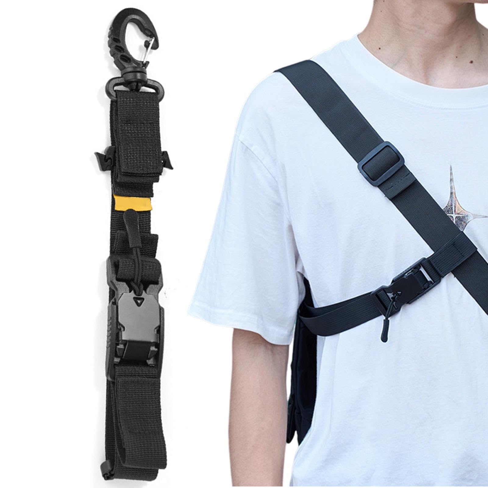 NALACAL Adjustable Backpack Strap, Quick Release Chest Strap, Anti-Slip, Heavy Duty, Black