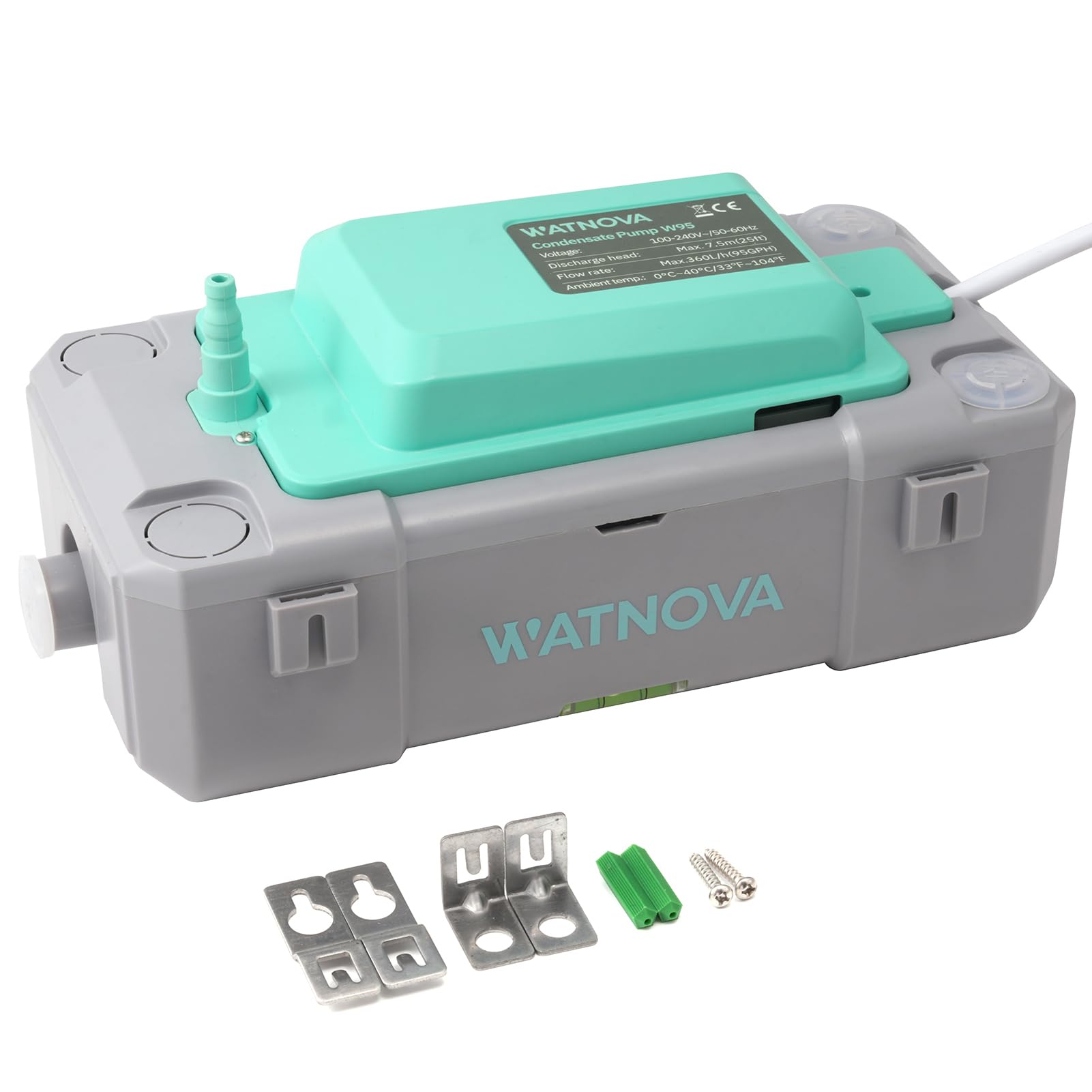 Watnova Condensation Pump 100-230V~, 50-60Hz, 95 GPH, 25ft, Automatic Condensate Removal Pump with Safety Switch for Hvac, Dehumidifier, Air Conditioning Unit