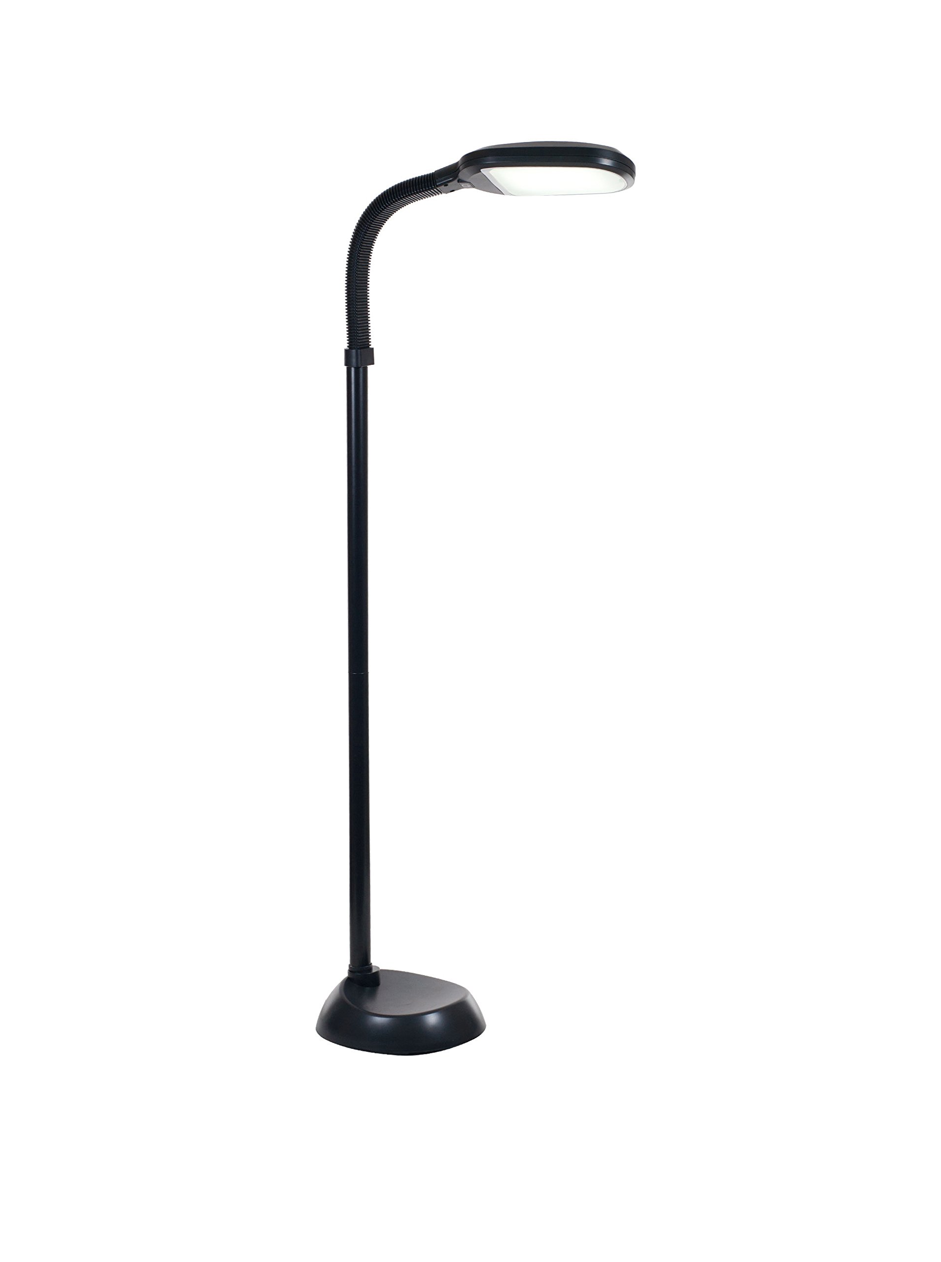 Adjustable LED Floor Lamp with Bendable Neck - Full Spectrum Natural Sunlight LED Lamp for Bedroom and Living Room - Reading, Craft, and Esthetician Light (Black)