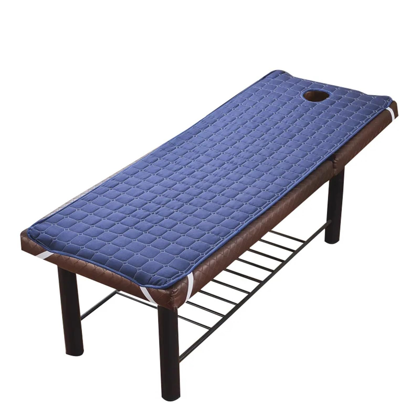 Sabanas Camilla Masaje Mesa de masaje poliéster, Sábana elástica for tratamiento SPA, colchón salón belleza relajación con orificio for la cara, sofá(Deep blue,190X80CM)