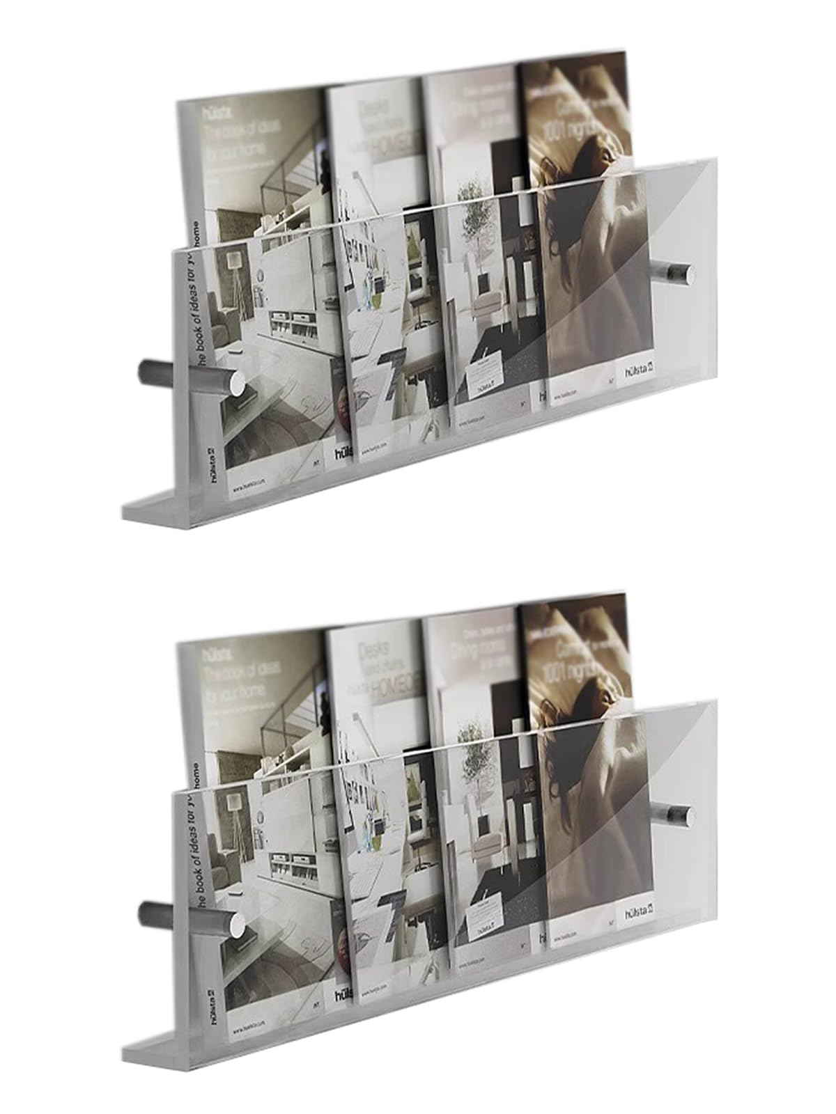 Portariviste Porta Riviste Porta Riviste Acrilico Trasparente, Ufficio Casa Montaggio A Parete Supporto per Opuscoli Scaffale per Cataloghi, per Sala D'attesa Soggiorno (Size : Length 60cm/23.6inch