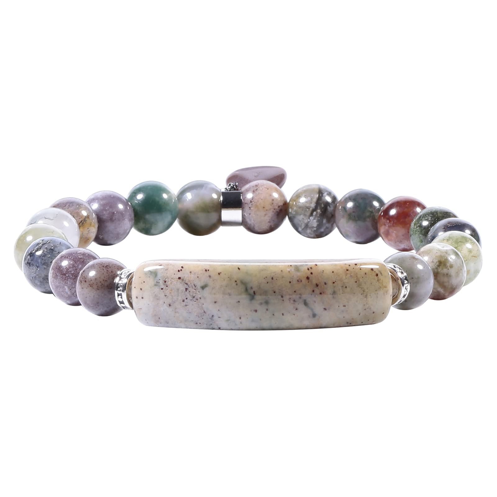 YDYDTTKD Stein-Armband, 8 mm Perlen, Chakra-Kristall, Energie, Herz-Charm-Armband, handgefertigter Schmuck für Frauen, Bergkristall