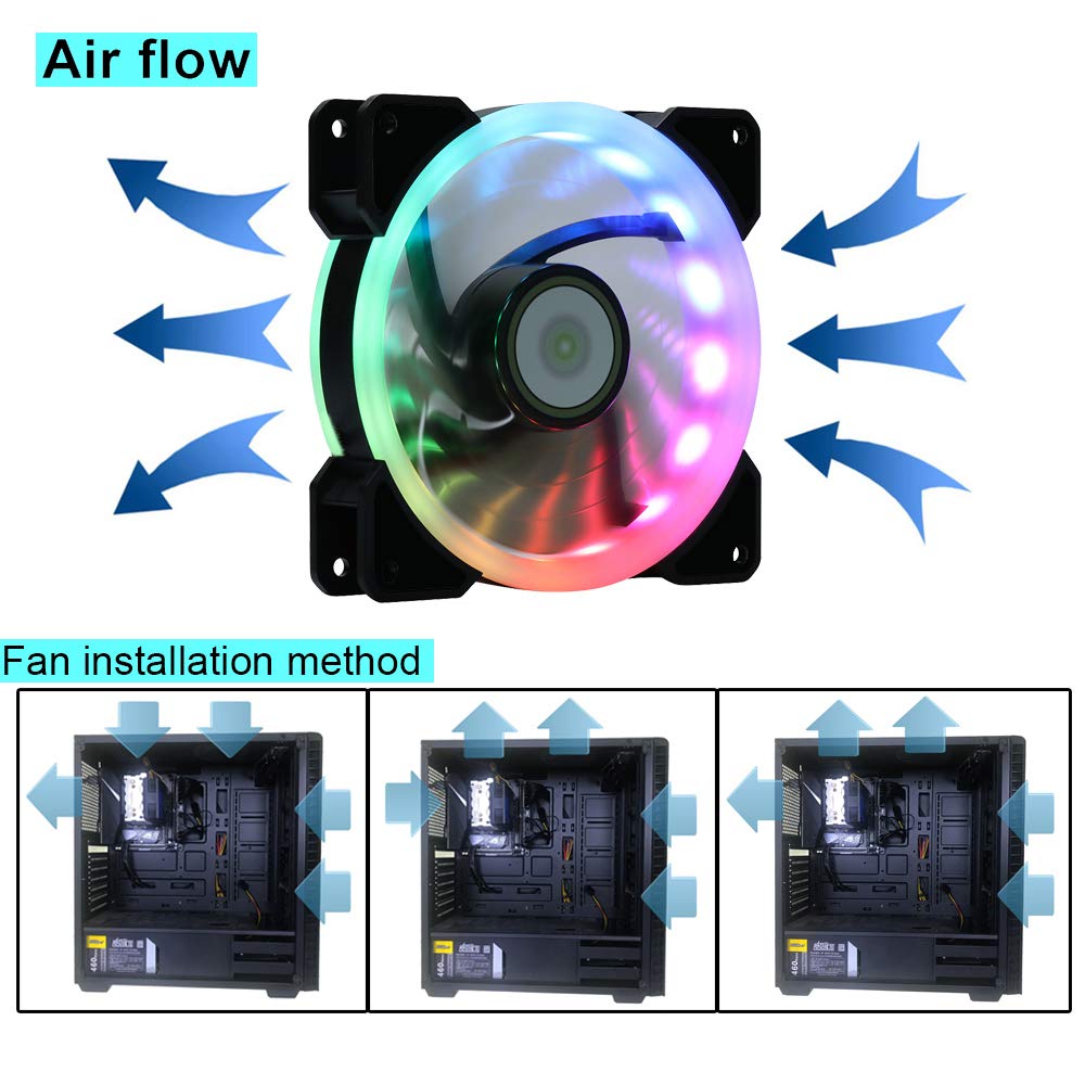 DS 6Pack 120MM RGB PC Fans LED Case Fans for Computer, PC Case CPU