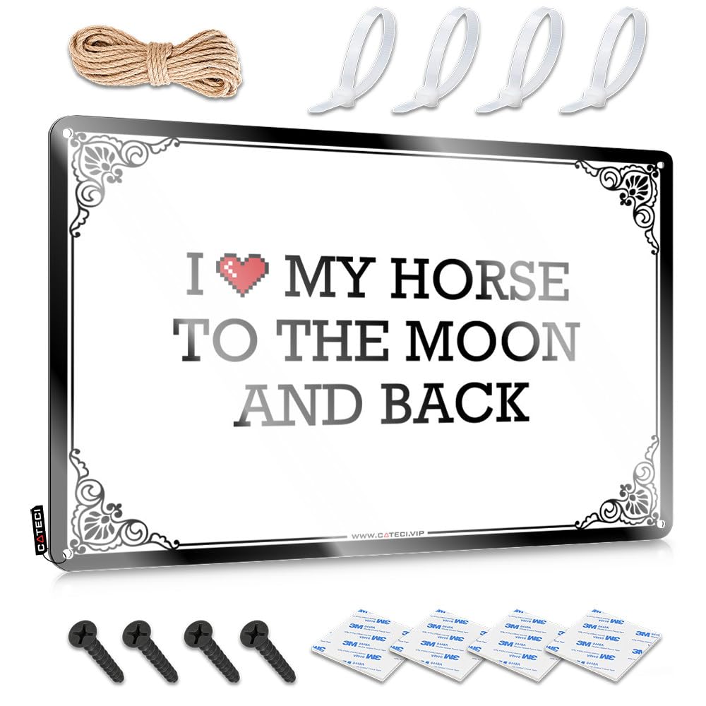 Fzfn Colour I Love My Horse To The Moon And Back Farmhouse Signs Winter | Humorous Custom Decorative Wall Art(20X30cm)