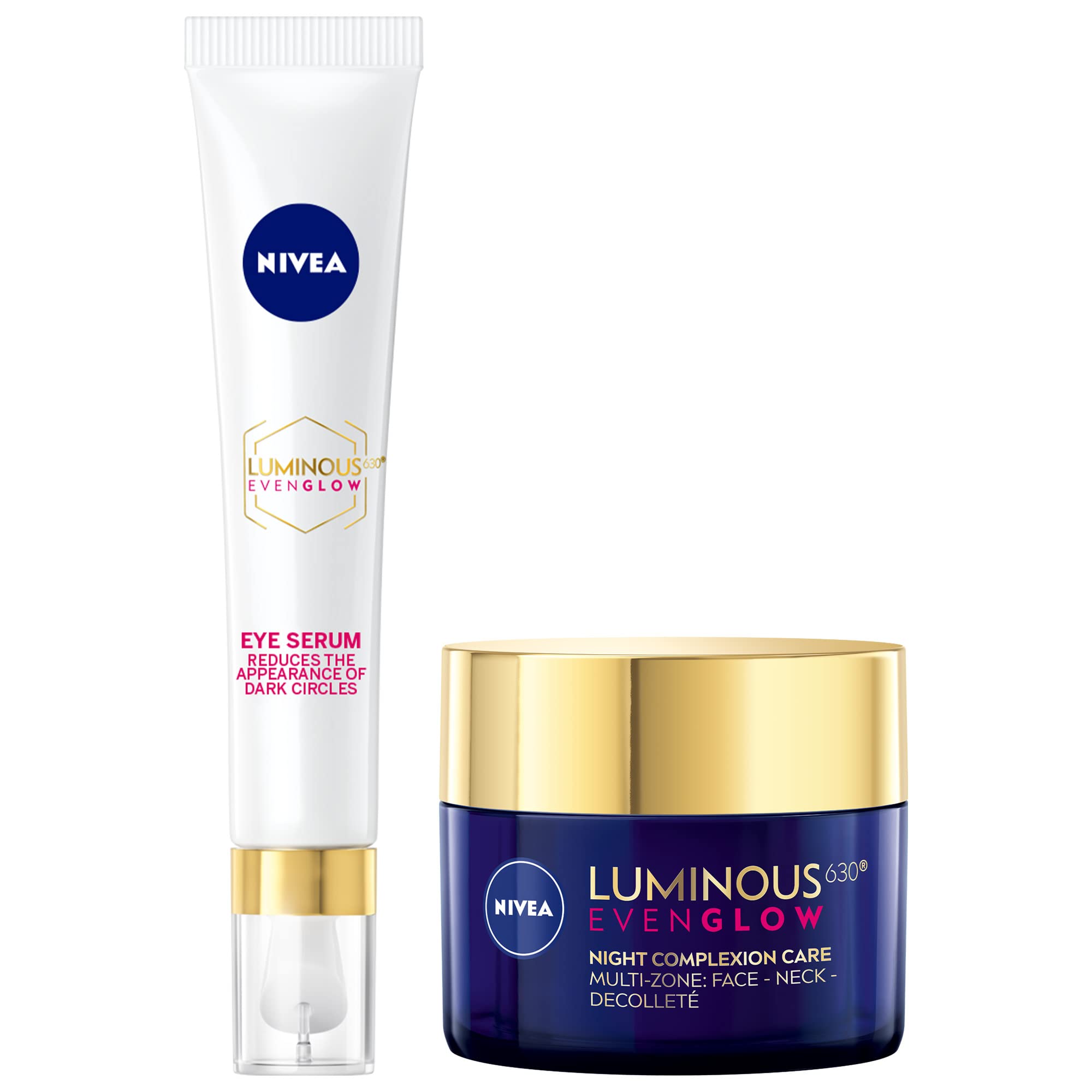 LUMINOUS 630 EVEN GLOW bundle: Anti Dark Circles & Puffy Eyes Serum, 15ml + Anti Dark Spot Face Night Cream, Revitalizing Skin Complexion Repair, 50ml