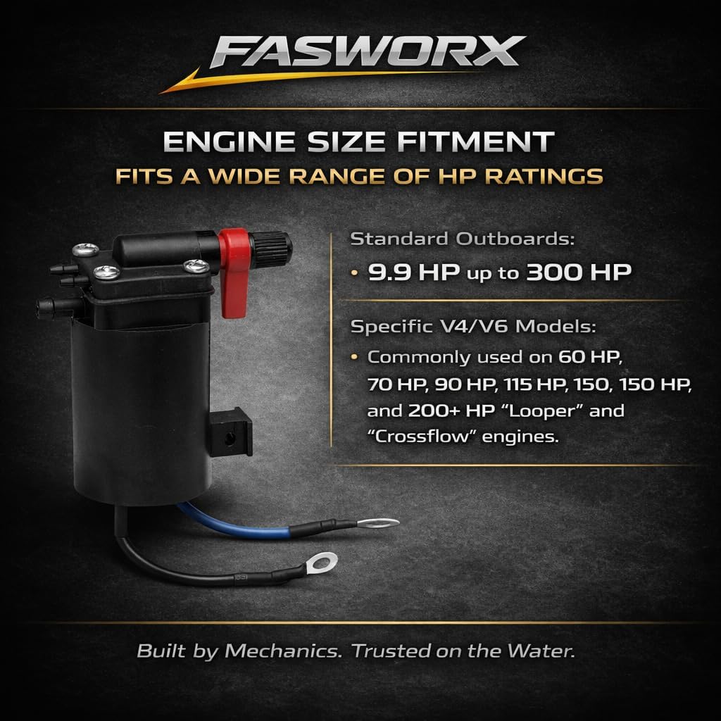 Fuel Primer Choke Solenoid valve compatible with Omc Johnson Evinrude 9.9-300 HP 1980-2005 outboard 5007356 5828665 397909