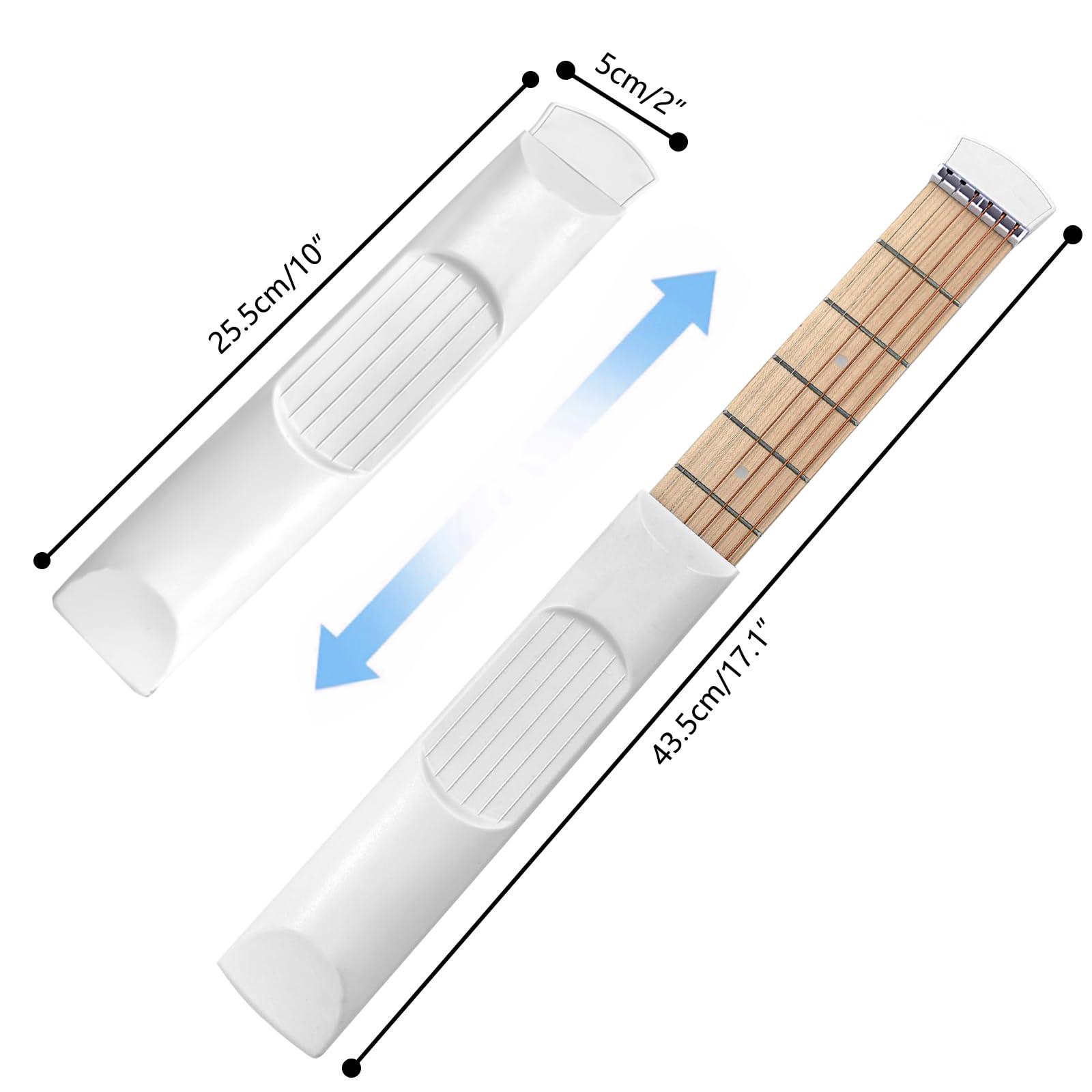 Musiin Pocket Guitar Fretboard Guitar Practice Neck,Portable 6 Fret Guitar Chord Practice Tool for new beginner (White)