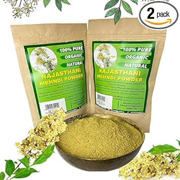 Ayurveda Amrita Premium Rajasthani Mehndi Powder, Henna For Hair And Hand, 500g (Pack of 2) - Light Green