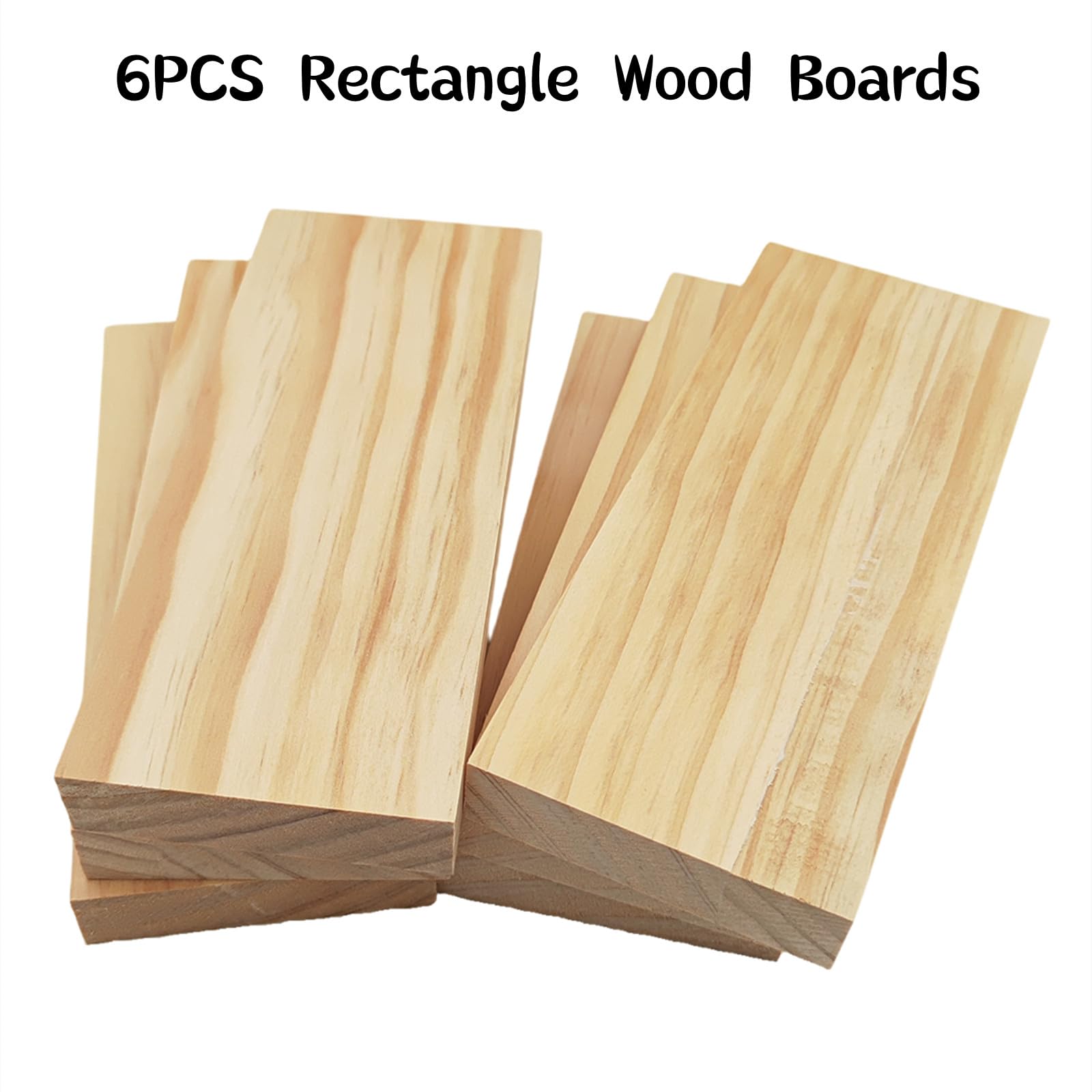 6PCS Rectangle Wood Boards Unfinished Wood Blocks for Crafting 20x8x2cm Blank Whittling Wooden Blocks for Carving,Painting & Burning - Image 2