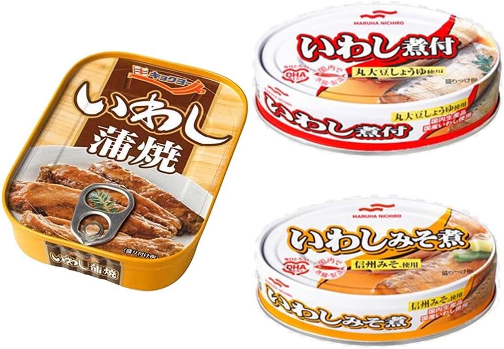 Canned Sardine Kabayaki and sardines boiled in soy sauce and miso Set of 3 kinds, With MAIKO sticker Pio big bazar