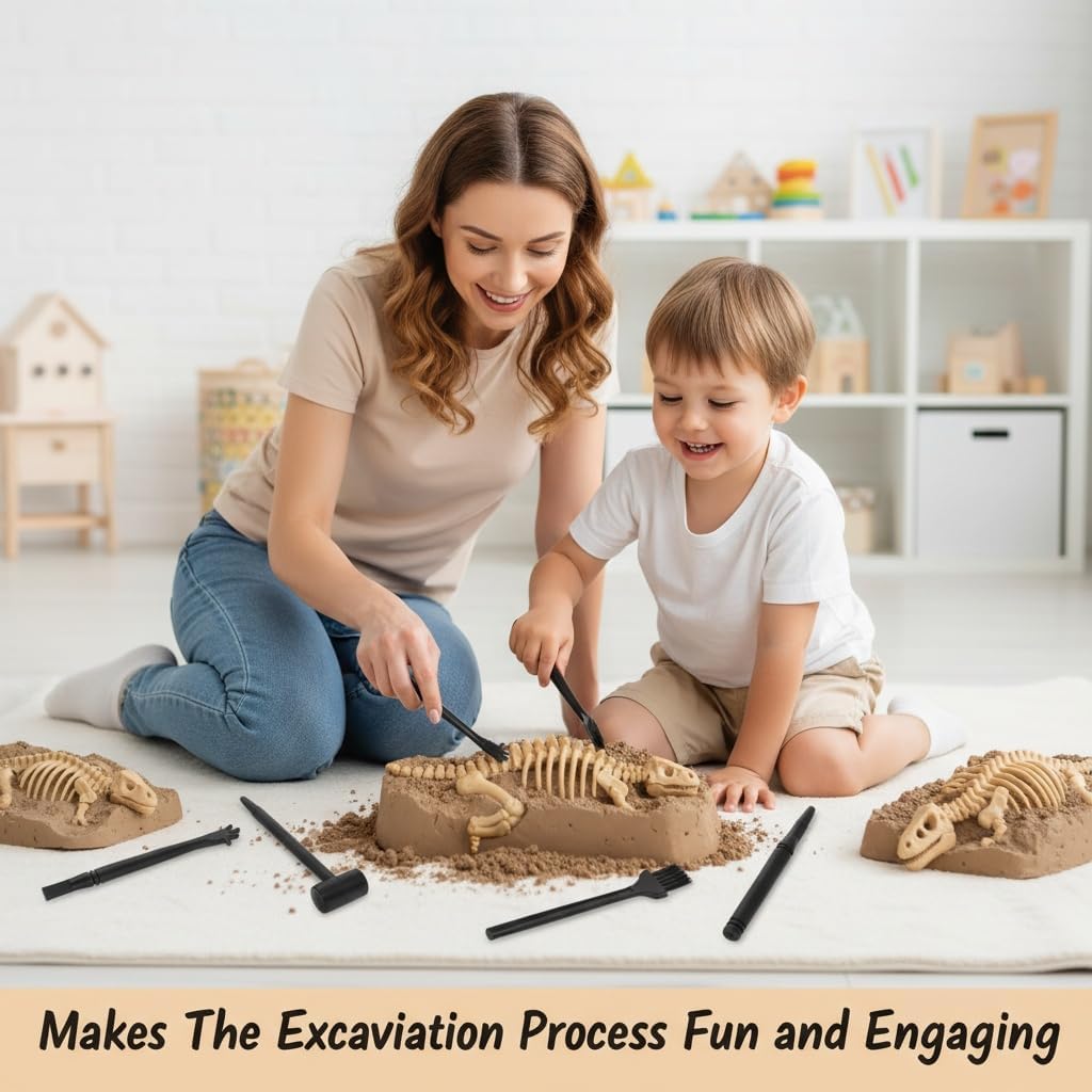 10 Sets Mini Dig Kit: Dinosaur Eggs Digging Hammer Chisel Brush Archaeological Science Excavation Tool Kit
