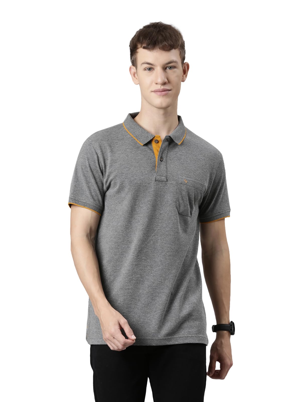 classic polo Mens Cotton Blended Solid Half Sleeve Regular Fit Polo Neck T-Shirt-picture-31