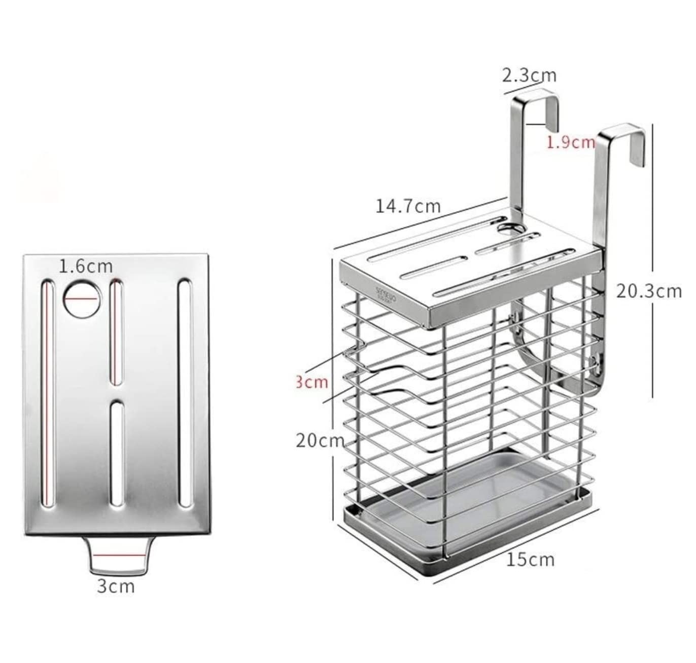 Bloque Cuchillos Cocina Soporte para Cuchillos De Ventilación Hueca, Mesa para Colgar En La Pared, Bloque De Cuchillos De Acero Inoxidable, Cocina