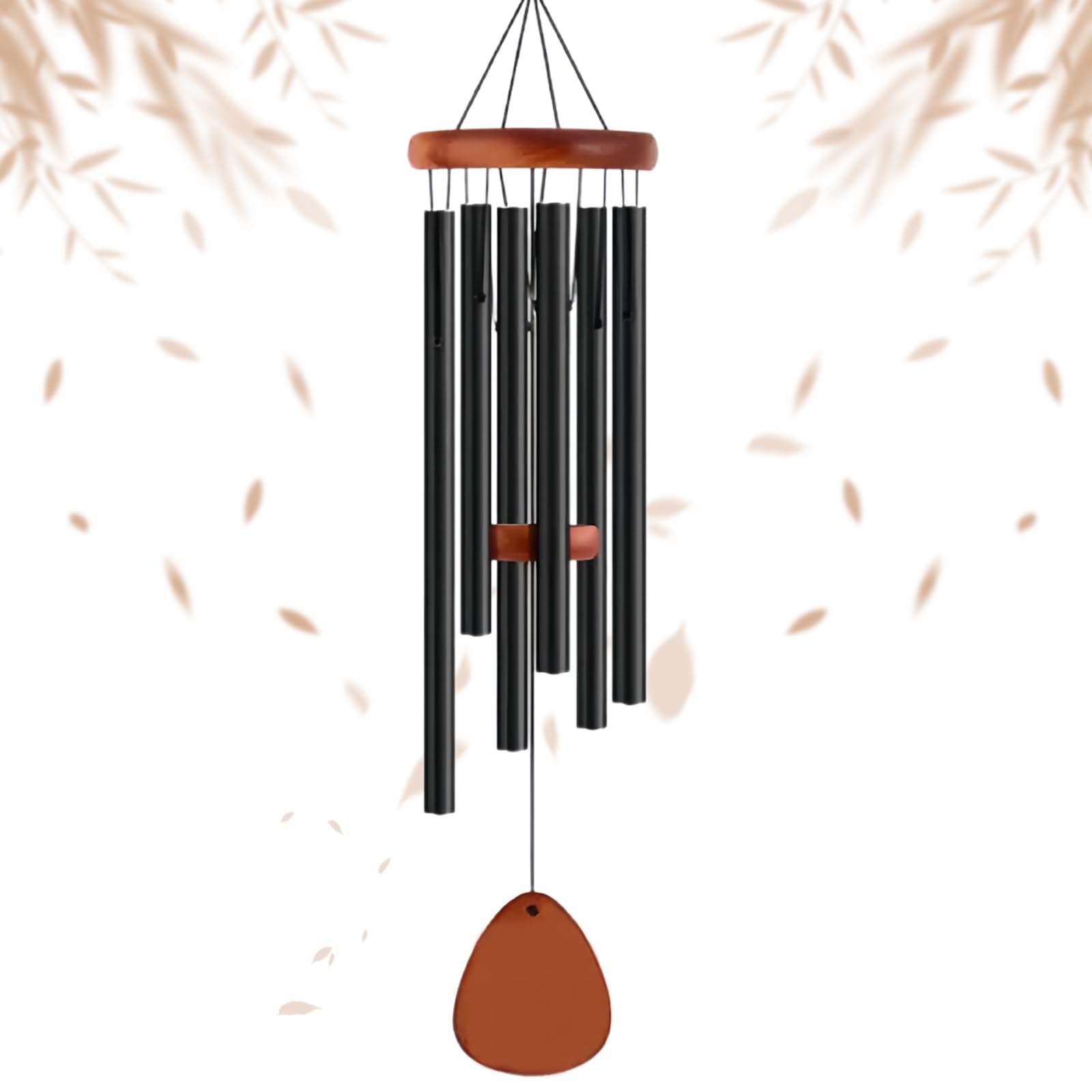 Campanelli a Vento Esterni, Scacciaspiriti da Esterno con Gancio, Campane Tubolari a Vento con 6 Tubi di Alluminio Campana a Vento Souvenir per Arredo Giardino Cortile (68cm)