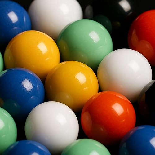 Miniatura 5 de POPLAY Juego de 60 canicas de vidrio, para juego de mesa de mármol, juego de mesa de damas chinas, 5/8 pulgadas, 6 colores