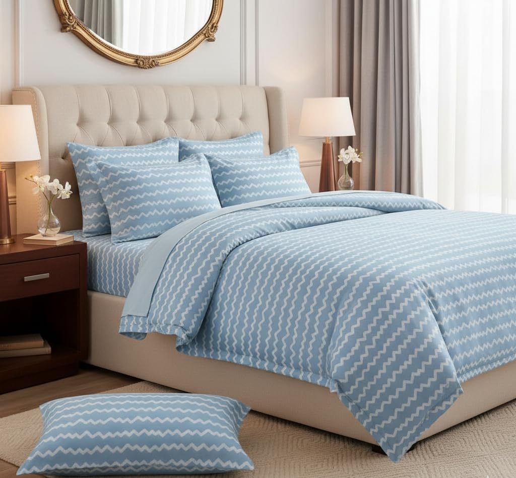 VIVEA RESERVE 220 GSM Ultra-Soft Glace Cotton AC Comforter Double Bed | 90x100 Inch | Reversible |Filled with Pure Microfiber | All-Season Premium Comforter (Blossom Blue)-image-41