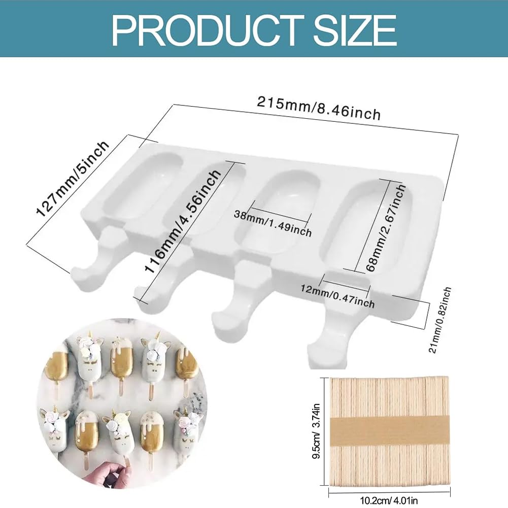 Stampo Ghiaccioli In Silicone Con 50 Bastoncini - Per Gelati Fatti In Casa, Facile Da Usare