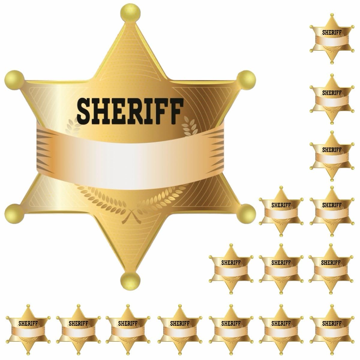 120PCS Sheriff Badge Stickers Name Tags – Police Sheriff Badge Stickers for Kids, Name Labels, Police and Western Cowboy Birthday Party Supplies & Decorations