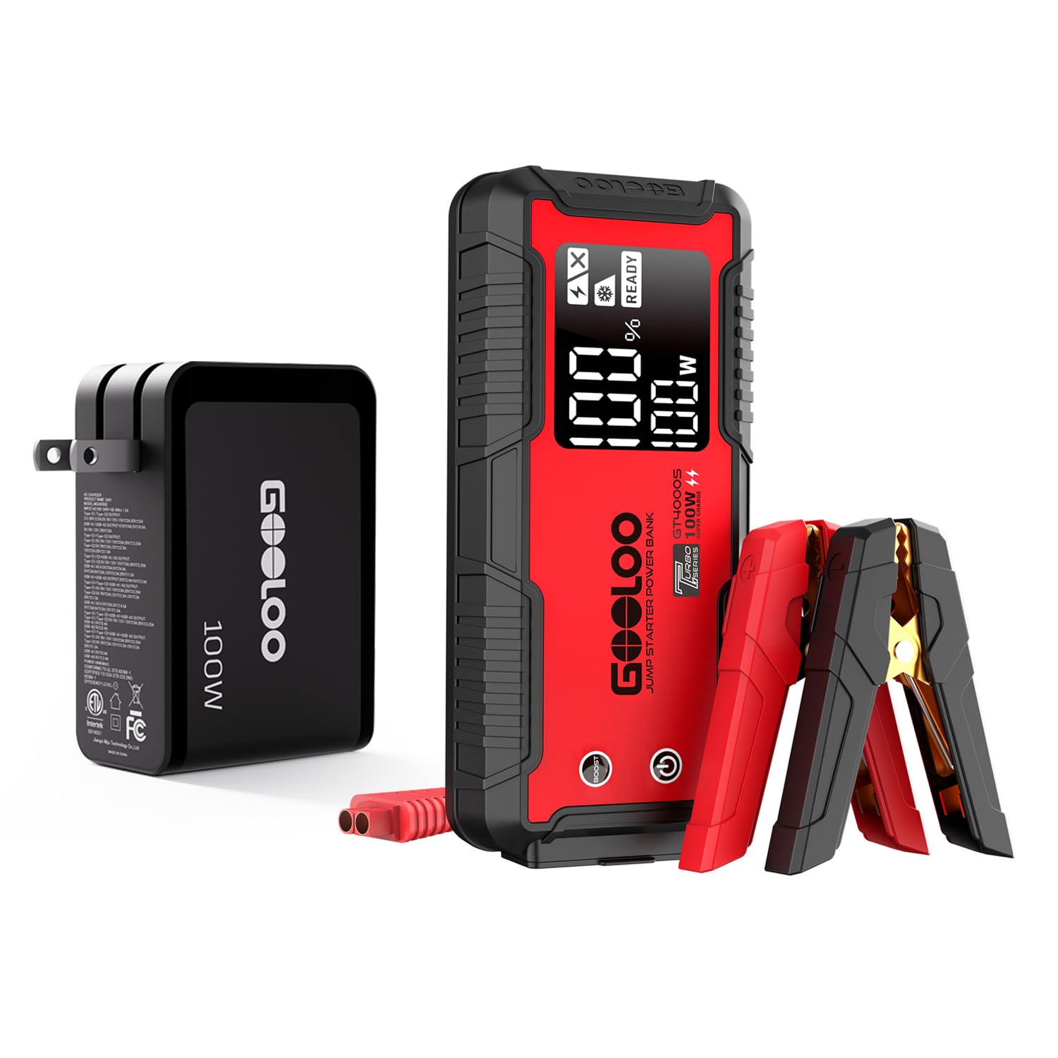 GOOLOO GT4000S Jump Starter 100W Two-Way Fast-Charging Portable Car Battery Charger Booster Gooloo 100W USB C Charger Block