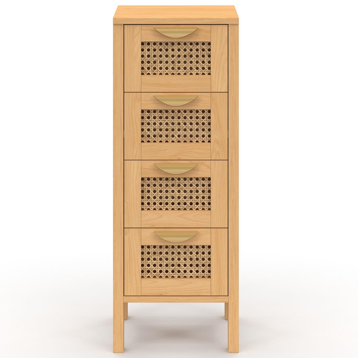IDMarket - Meuble d'appoint 4 tiroirs EDHEN 30x30x80 cm chiffonnier pour entrée Salle de Bain avec cannage