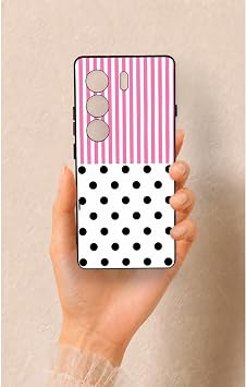 Tecno Camon 40 4G Uyumlu Pembe Çizgili Puantiye Desenli Silikon Kılıf