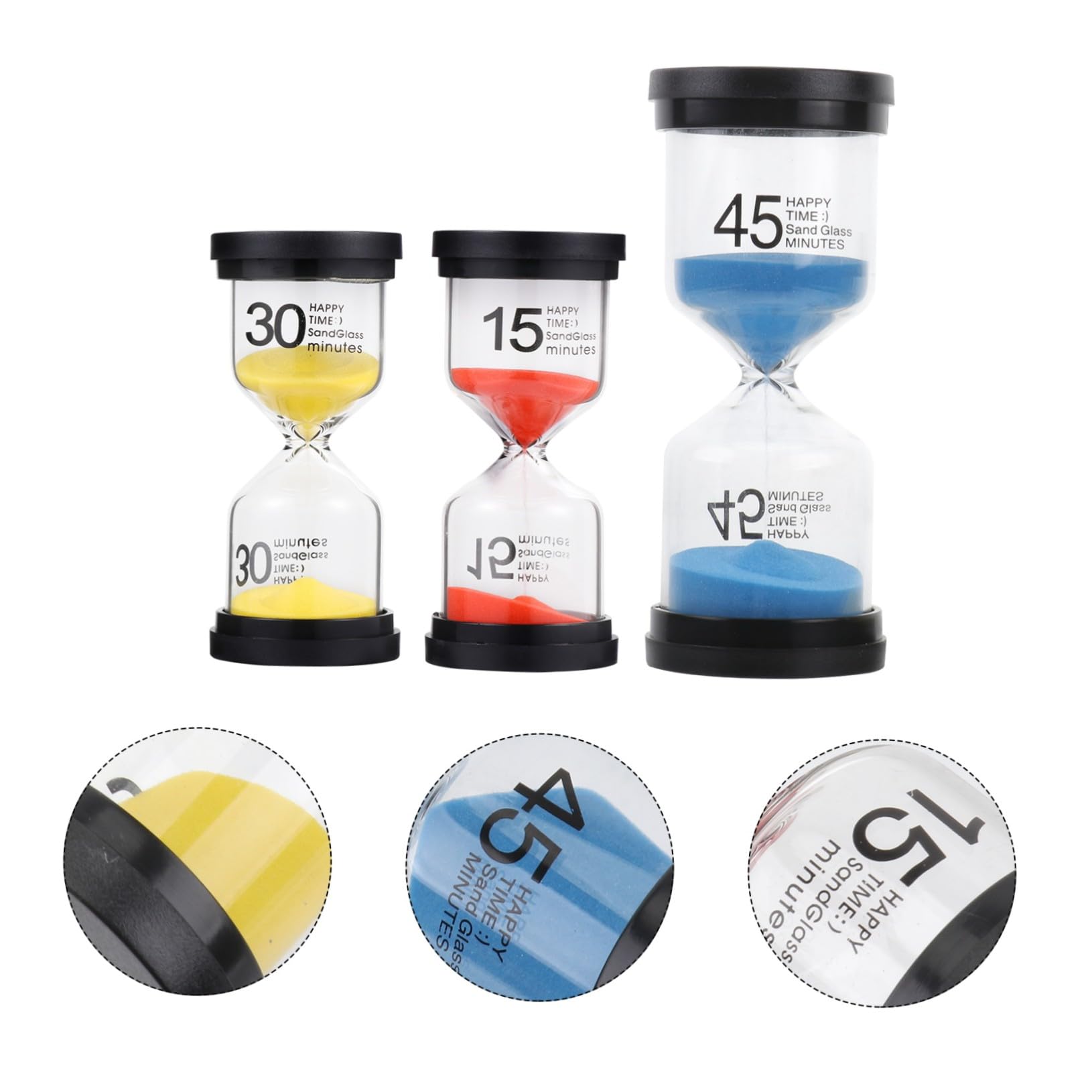 TOYANDONA Juego de 3 Relojes de Arena Temporizadores de Vidrio y Plástico para Decoración Interior y Juguetes Infantiles Hogar