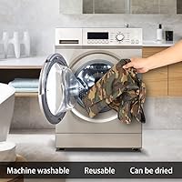 Vista 8 de Aricsen Paquete de 10 bolsas de compras reutilizables de camuflaje de 15 x 4.5 x 15 pulgadas con asas a granel, plegables extragrandes resistentes