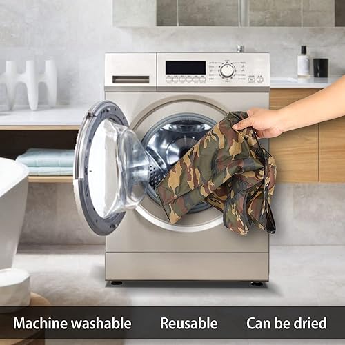 Miniatura 8 de Aricsen Paquete de 10 bolsas de compras reutilizables de camuflaje de 15 x 4.5 x 15 pulgadas con asas a granel, plegables extragrandes resistentes