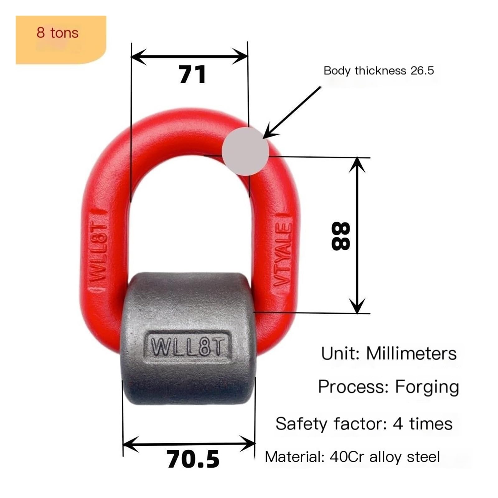 Anneau de force d'arrimage robuste Anneau latéral Ancrage rabattable à souder Cosses de soudage Point de levage Anneau en D en acier allié de levage haute résistance Anneau soudable G80(8T)