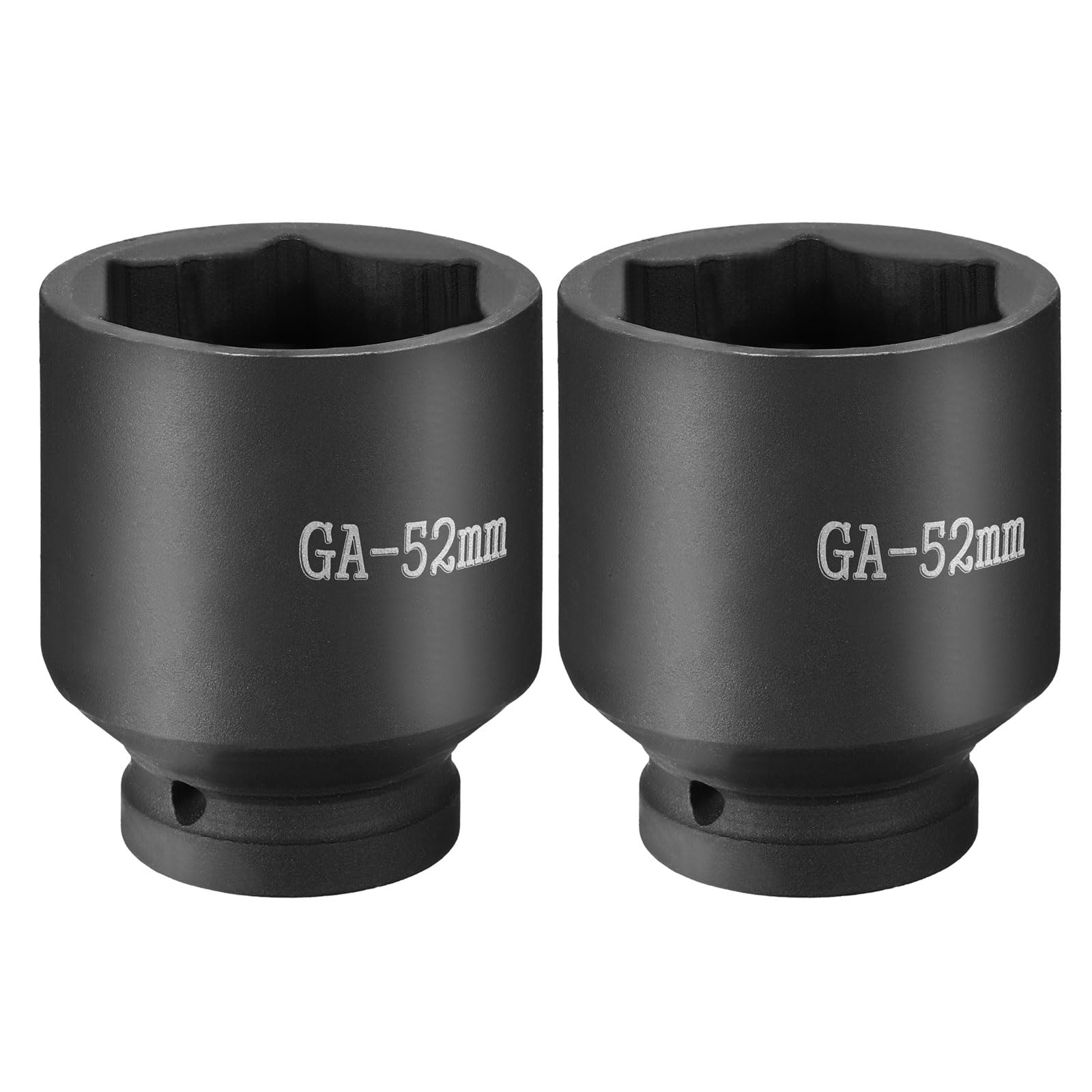 sourcing map 2pcs 6 Point Impact Socket 1" Drive 52mm Metric Socket CR-V Steel Spindle Axle Hex Sockets for Machine Shaft Nuts Bolts Repair, Black