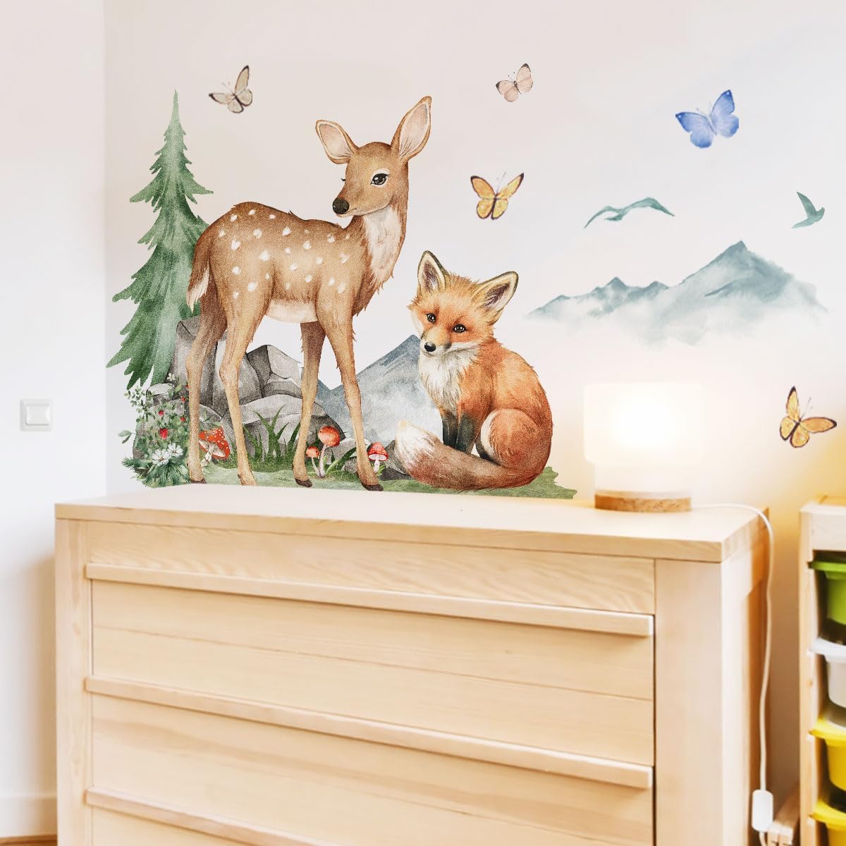 Forest Animal Wall Decals - Peel and Stick Nursery Decor for Kids Room, Playroom & Classroom，Removable Fox, Deer, Bunny & Owl Stickers，Waterproof Cartoon Animal Wall. - Image 6