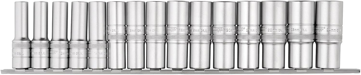 Draper 16499 1/2-Inch Square Drive Imperial 15 Piece Deep Socket Set