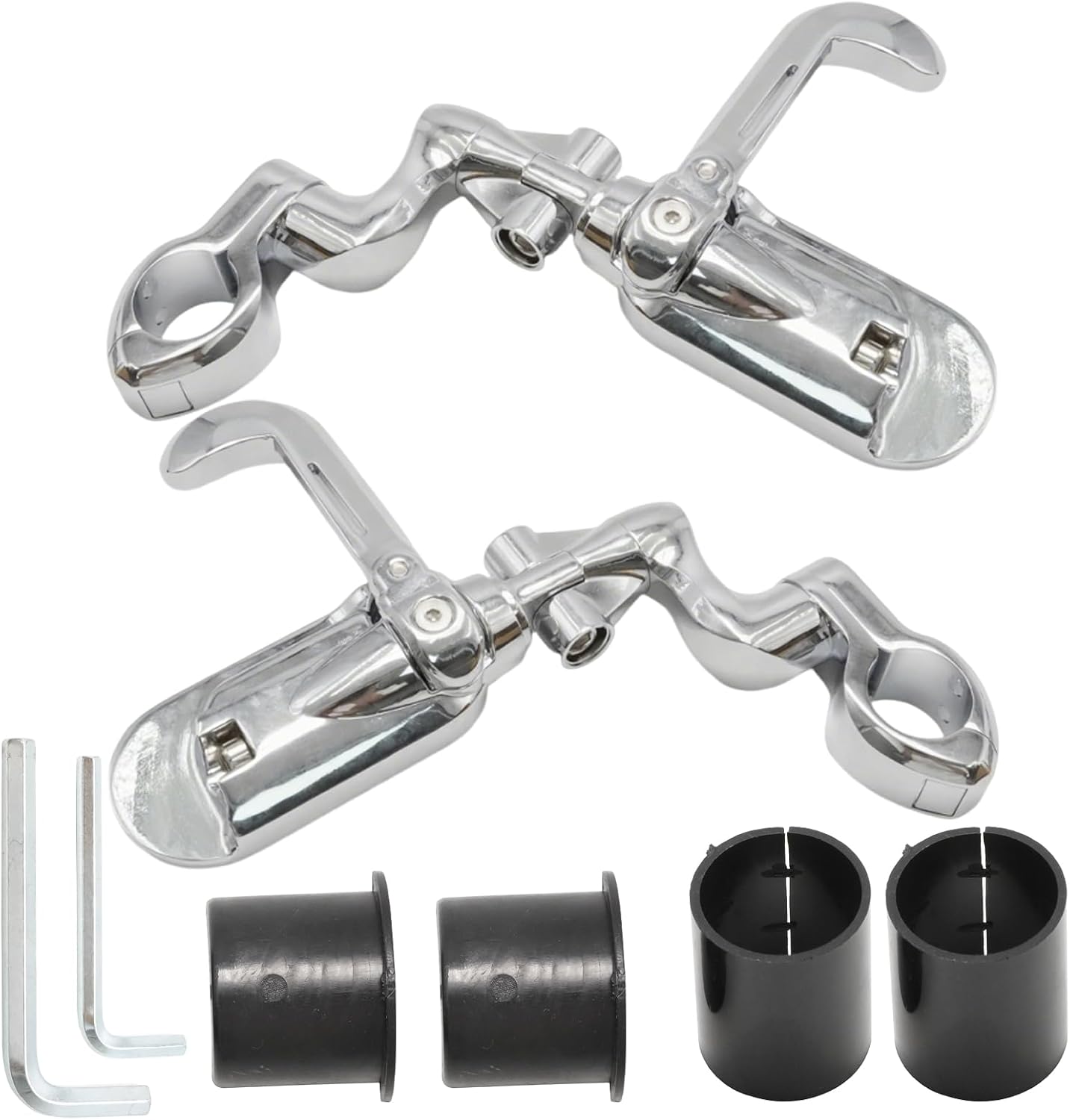 Adjustable Foot Pegs for 1.25" Engine Guard, Replacement for Road Street Glide Sportster Road King Electra Glide, Motorcycle Highway Pegs with Flip-out Heel Rests