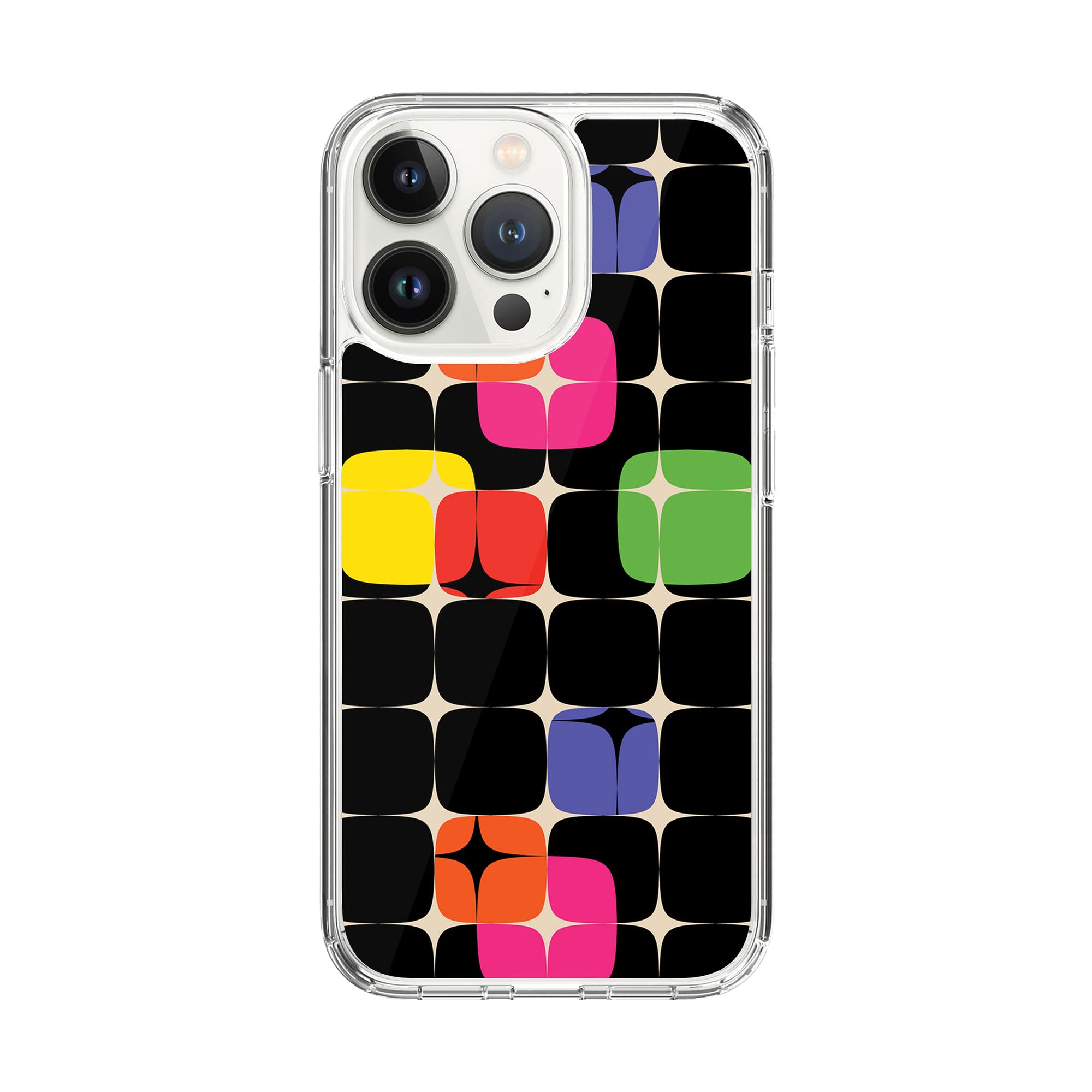 Stylizedd Classic Clear Compatible With iPhone 15 Pro, Hybrid Soft Case Flexible Edges Anti Drop TPU PC Gel Thin Transparent Cover - 70's Star Full Print