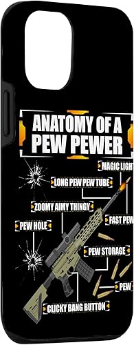 Miniatura 3 de Anatomy of a Pew Pewer Machine Gun Weapons Saying Case for iPhone 12/12 Pro