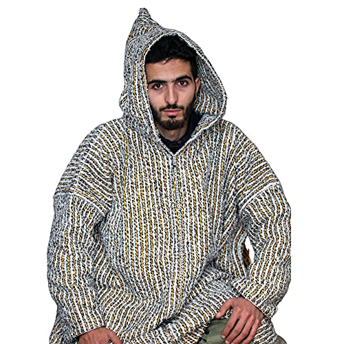 Striped Djellaba Sweater Coat Hoodie Caftan
