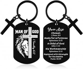 1PCS Mens Christian Keychain - Man of God Gifts for Men Boys