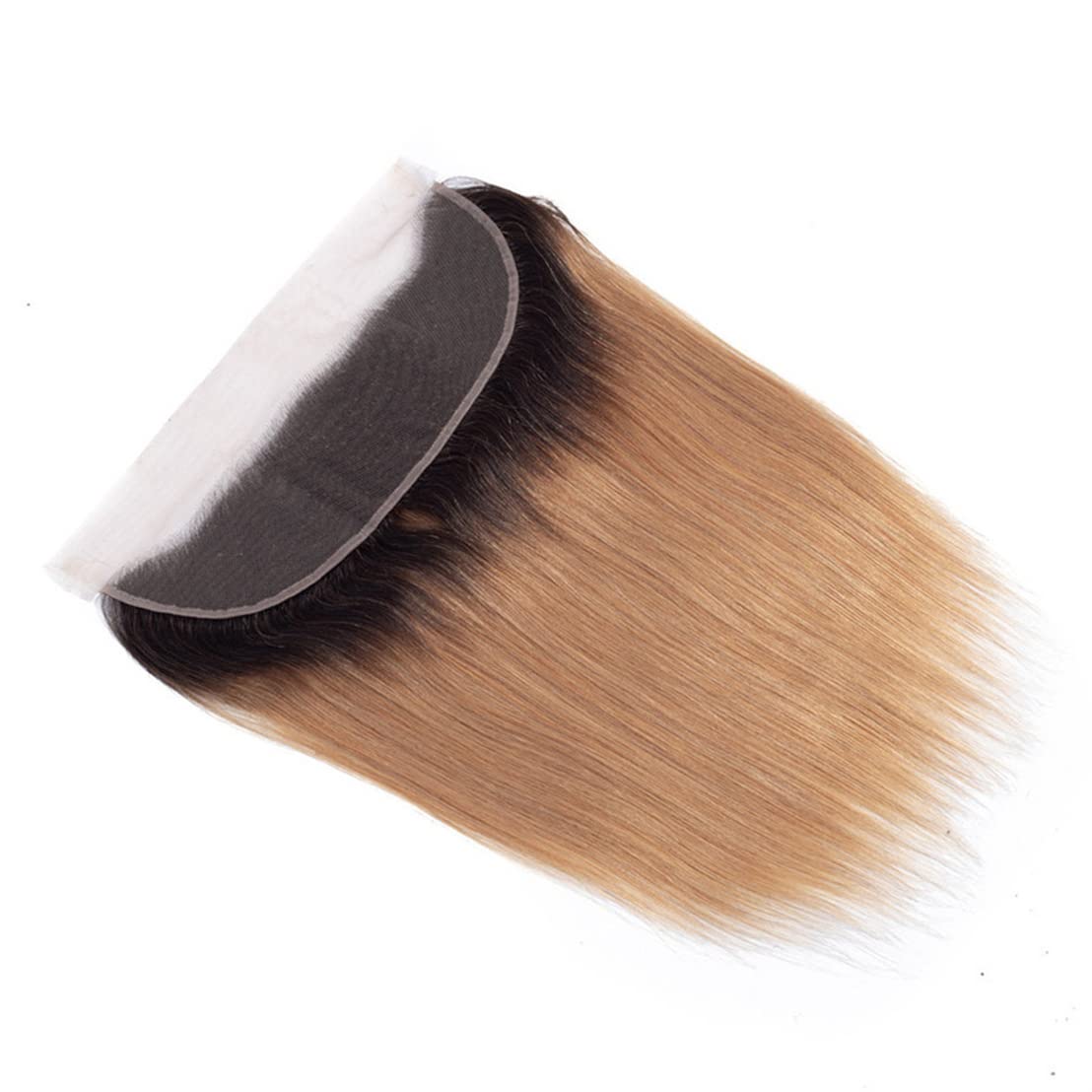 Brazilian Ombre 1B 27 Straight 13x4 Lace Frontal 100% Unprocessed Human Virgin Hair Honey Blonde Pre-Plucked Hairline 2 Tone 1b/27 Front closure With Baby Hair (14inch, 1b 27 straight frontal)
