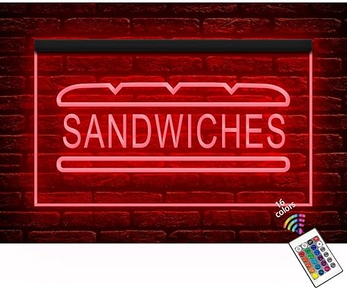 Miniatura 5 de 110115 Sandwiches Subs Shop Bar Cafe - Letrero de neón con luz LED abierta (12 x 8 pulgadas, morado)